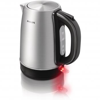 Philips HD9321/20: 1,7 L Edelstahl-Wasserkocher mit 360‑Grad-Pirouette, Silber