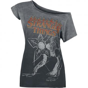 Camiseta Femenina Gris Stranger Things Fire Logo SXL