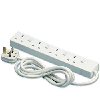 Pifco 4‑Way 3‑Pin Plug Adapter – 13 A / 250 V, 2 m White Cable