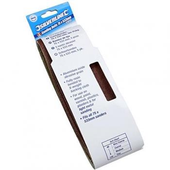 Bande de ponçage Silverline 75 x 533 mm, 5 paquets 80 grains