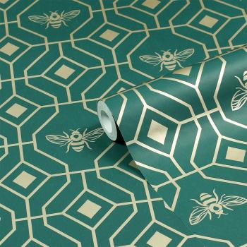 Chic Hexagon Shaped Bee Wallpaper