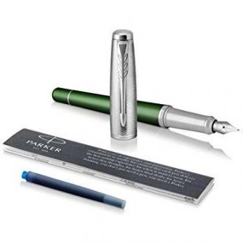 Parker Urban Füllfederhalter, Premium Grün, Feder F, Nachfüllpatrone mit blauer Tinte