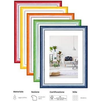 Cornice Stampa RAINBOW Legno Pino 50x70 Blu/Bianco
