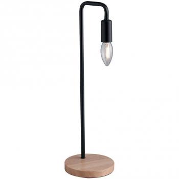 Lampada da tavolo SUSHI in metallo con base in legno naturale Nero