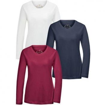 Basic Goldner Langarmshirts – 3er Pack in Weiß, Marine & Bordeaux – Gr. 21