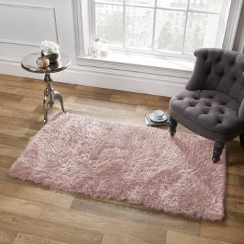Blush Pink 120cm x 170cm Plush Shaggy Carpet with 5cm Thick Pile