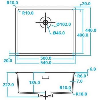 Megabad Living Kitchen Quarzspüle 54 x 44 cm