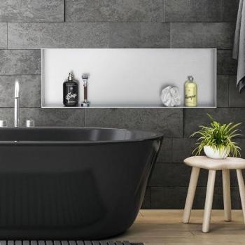 Silberne Duschnische 90x30 cm – Flexibler Rahmen für Wandmontage (LuxeBath)