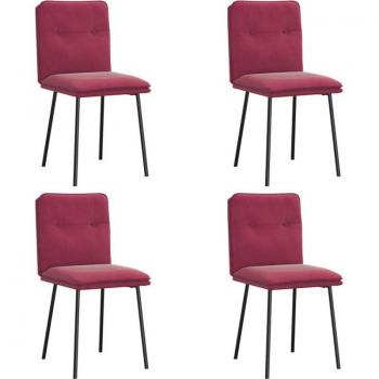 VidaXL Weinroter Esszimmerstuhl – Set aus 4, Samt