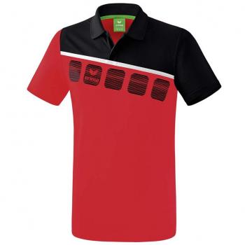 Erima 5-C Short Sleeve Polo Shirt Red/Black/White S Male