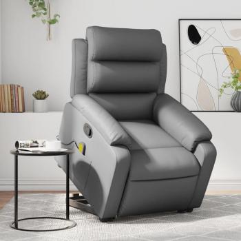 Sillón reclinable de masaje de pie cuero artificial gris Vidaxl Gris
