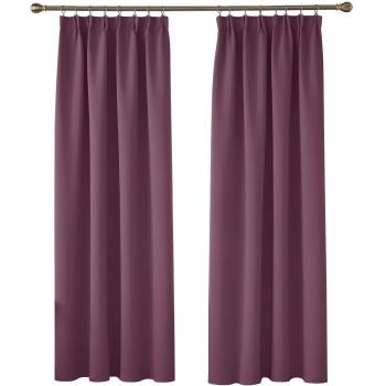 Tenda Deconovo 140x175 cm con nastro termoisolante grigio e viola, 2 pezzi anti rumore