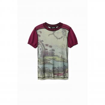 T-shirt Desigual slim arty tamanho L branca