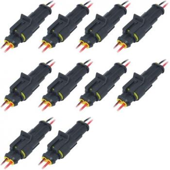 Set van Auto Waterdichte 2-Pin Connectors en Kabels, M/F Type, 10 Einheden
