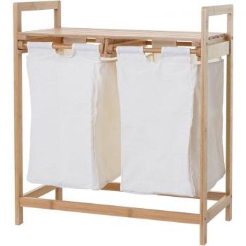 Baule Porta Biancheria Bambù Bianco HHG‑731