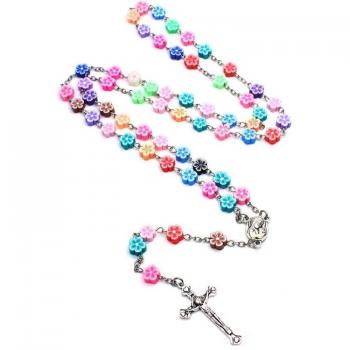 Chapelet Féminin en Rose & Argile Polymère – Accessoire Spirituel