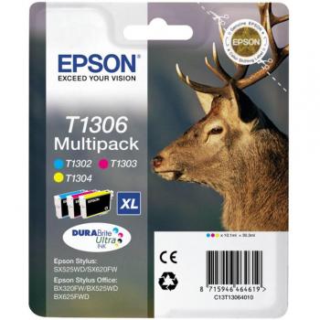 Epson T130 Serie Cervo Cartuccia Originale Getto d'Inchiostro DURABrite Ultra Formato XL Multipack 3 Colori