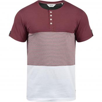 !Solid Marek Herren T-Shirt Kurzarm Shirt Streifenshirt Mit Streifen Und Grendad-Ausschnit, Größe:L, Farbe:Rotwein