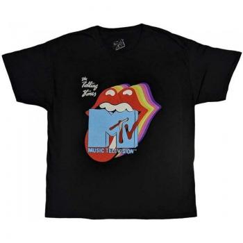 Unisex T-Shirt mit MTV Rolling Stones Design Größe L schwarz