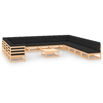 Conjunto VidaXL Muebles de Jardín en Gris Antracita y Madera Pino