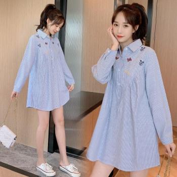 Loose Fit Striped Maternity Blouse for Expecting Mothers