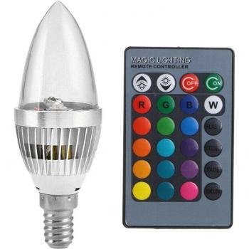 Ampoule LED RGB 3W E14 avec télécommande et 24 couleurs