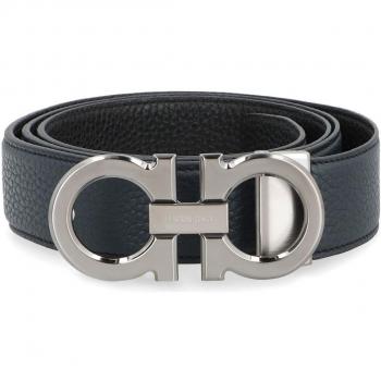 Ferragamo Men's Adjustable Black Gancini Belt – 115 cm