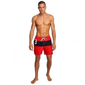 Superdry Pantaloncini mare Water Banner, Rosso (Yacht Club Red/Darkest Navy), XL