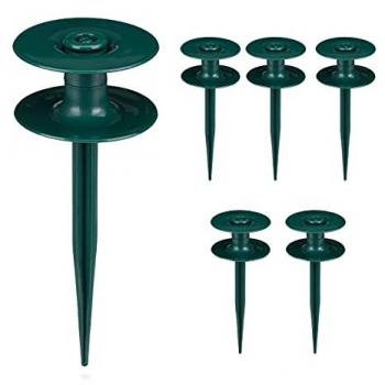 Practical 6 Piece Hose Support System, Ground Spike & Roller Combo, Green, Relaxdays