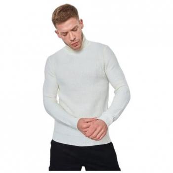 Pull col roulé Blanc – Marque Kebello – Modèle Classic – Composition 100 % Viscose
