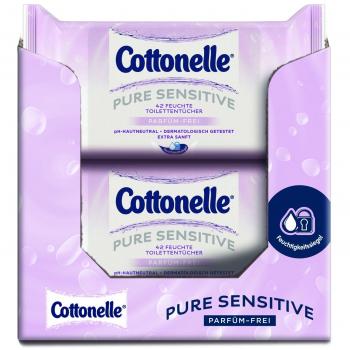 Cottonelle Pure Sensitive Feuchtes Toilettenpapier Nachfüllpack, 12er Pack