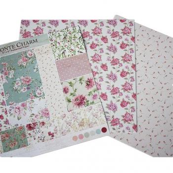 Papier pour album journal intime fleurs bronzées, 24 pièces