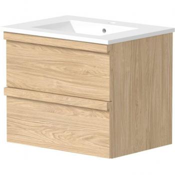WELLTIME Eiche Waschbecken-Set mit Unterschrank – Soft‑Close Funktion