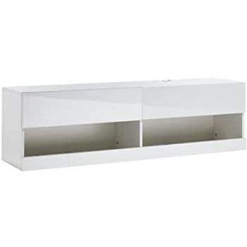 Sleek White Wall TV Stand with Lighting
