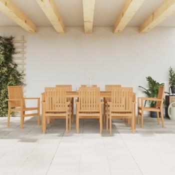 Ensemble repas de plein air en bois de teck – 9 pièces – VidaXL