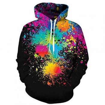Bunte Hoodie Farbe Print Pullover Malerei Sweatshirt mit Tunnelzug