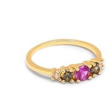 Anillo de Plata de Ley Caramelo Colors con Baño de Oro de 18Kt y Circonitas