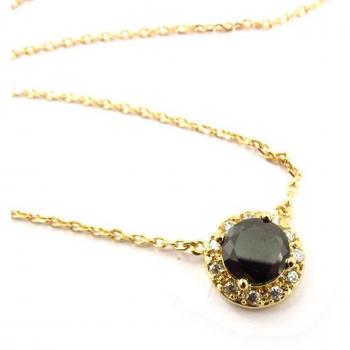 Les Trésors De Lily Black Sissi Gold Necklace – K7355