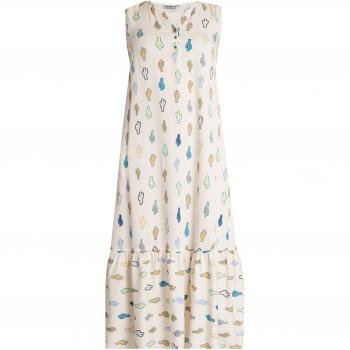 Finn Flare Maxi Kleid Damen – Volanter Detail, Milchweiß