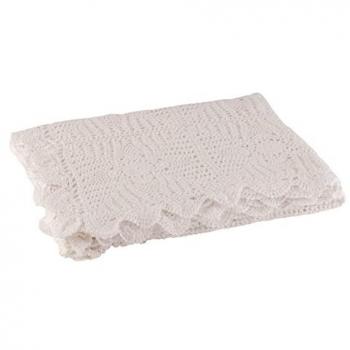 Tenture de table blanche en coton avec dentelle 130×180 cm
