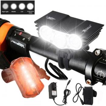 Luz de Manillar Ciclismo 3x6, 4 Modos, Impermeable
