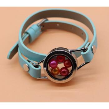 Bracelet en acier inoxydable 316L avec médaillon flottant en perles
