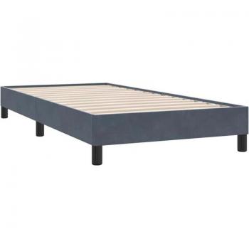 Dunkelgraues Boxspringbett 90×210 cm – Samt, ohne Matratze