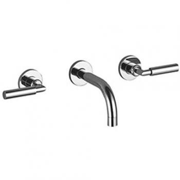 Robinet de lavabo mural Dornbracht Tara chromé, saillie 160 mm, poignées à levier, rosace