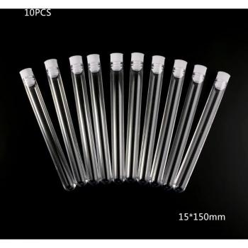 10Pcs Plastic Test Tubes 15x150mm with Screw Caps