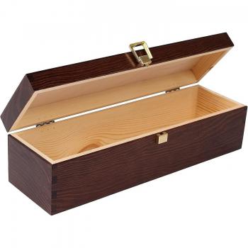 Boîte à vin en bois marron pour 1 bouteille avec couvercle et bouchon