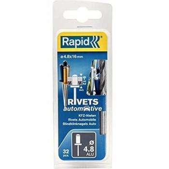 Rapid 5000404 Automotive Rivets 4.8 x 16mm 4 Colours (Blister of 32)