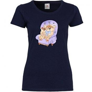 Atmungsaktives Damen T-Shirt mit Good Night Lily Bear Motiv, Größe:XL, Farbe:Deep Navy