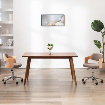 Chaise de bureau en tissu gris et bois courbé