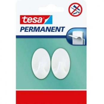 Tesa háčky Permanent, bílé, oválné, 2 kusy